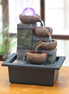 小型桌面流水摆件循环水凤水球装饰办公桌风生水起迷你喷泉风水轮