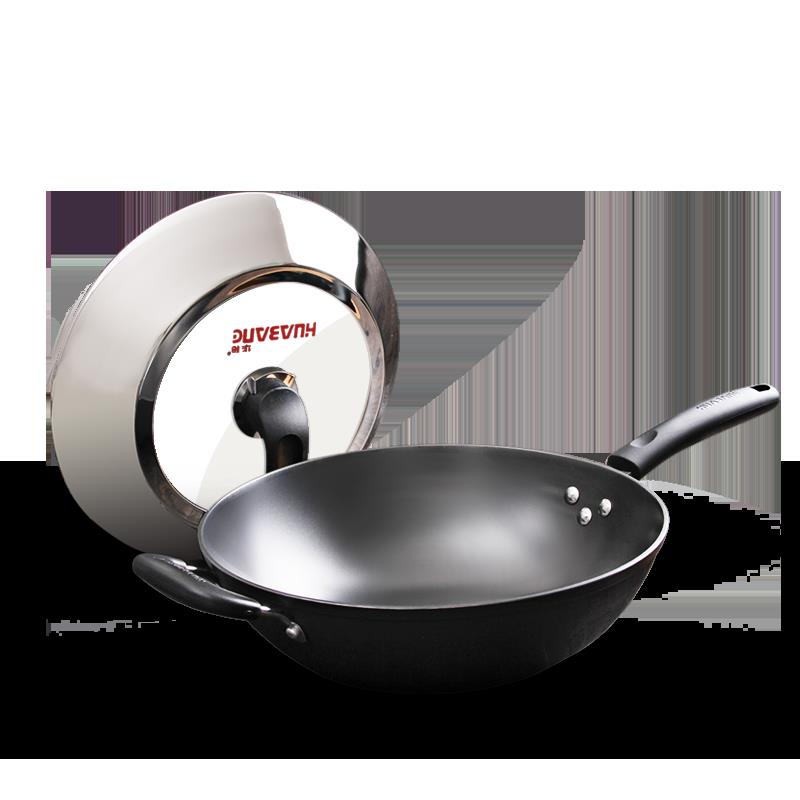 华邦黑旋风老铁锅平底圆底铸铁锅无涂层传统家用炒菜锅燃气灶锅具 - 图0