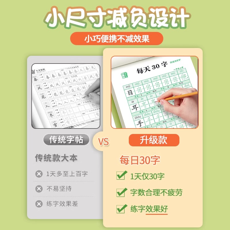 一年级二年级减压同步字帖每日30字小学生儿童人教版语文三年级上册下册每日一练笔画笔顺点阵控笔训练练字帖硬笔钢笔书法练字本 - 图1