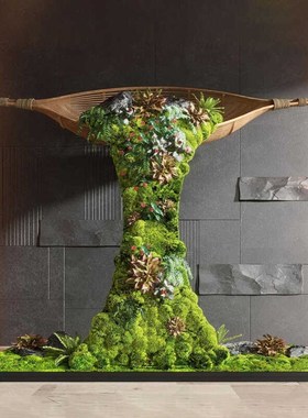 现代室内创意仿生植物艺术花艺装置生态小品假R绿植悬挂景观造景