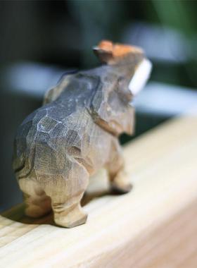 鹿妖店大象手工木雕饰品实木大象物品动物木雕创意饰品