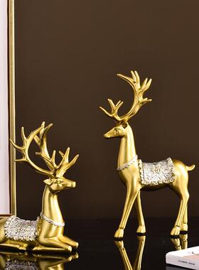 现代轻奢麋鹿装饰品家居客厅酒柜玄关摆件电视柜桌面鹿饰品摆设