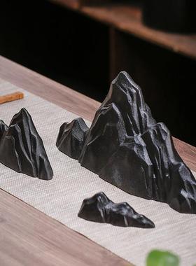 新中式创意陶瓷假山小摆件微景观鱼缸造景玄关茶桌装饰品禅意摆设
