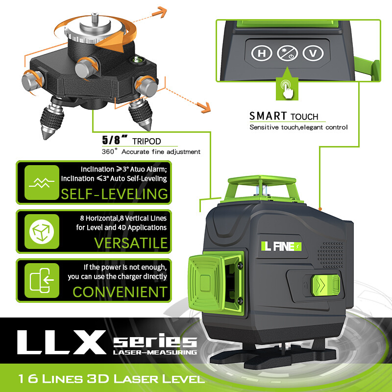 德国进口LFINE4D16线3D12线绿光水平仪激光水平仪投线仪Laser-图0