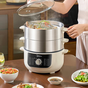 美的环绕蒸电蒸锅家用不锈钢可拆洗多功能蒸煮炖一体锅多层电蒸箱