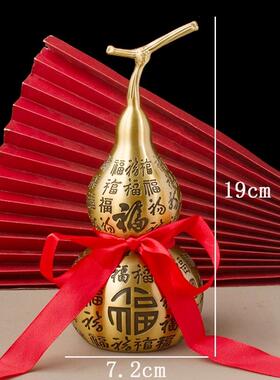 现货纯黄铜雕刻百福葫芦黄铜空心开口G大葫芦客厅家具装饰工艺品