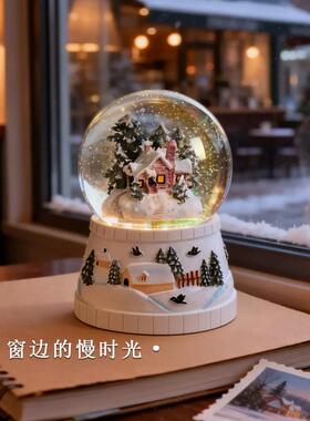 现货可旋转圣诞水晶球音乐盒八音盒生日礼物送P女孩子小公主10岁