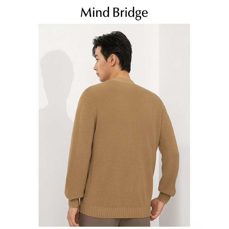 Mind Bridge羊毛衫男2024秋季新款纯色开衫休闲羊毛针织外套上衣,淘宝优惠券,粉丝福利购,淘宝优惠卷