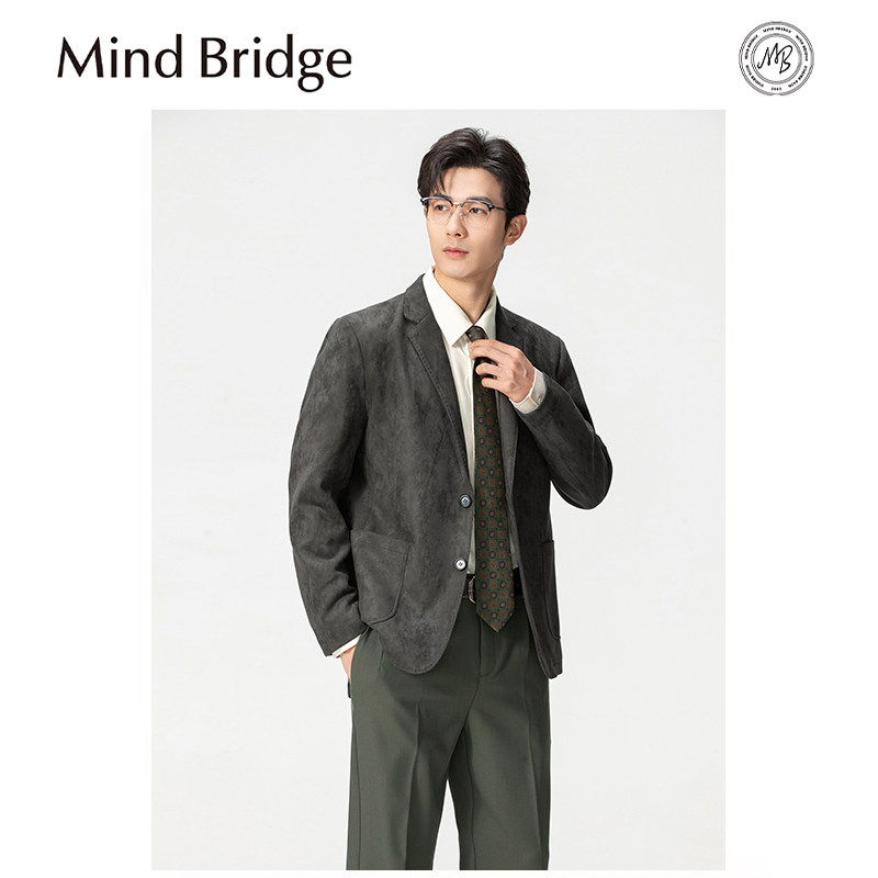 Mind Bridge2025春秋季新款男士高端仿麂皮绒抗皱弹力夹克外套潮,淘宝优惠券,粉丝福利购,淘宝优惠卷