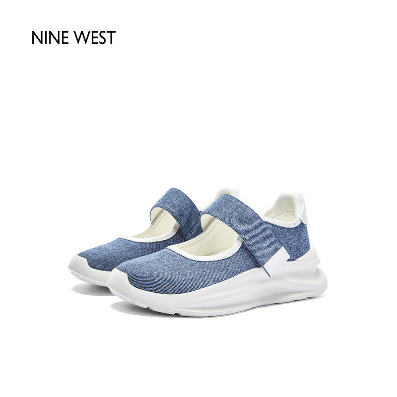 Nine West/玖熙休闲运动女鞋夏季新款魔术贴丹宁冰川鞋厚底牛仔布 - 图3