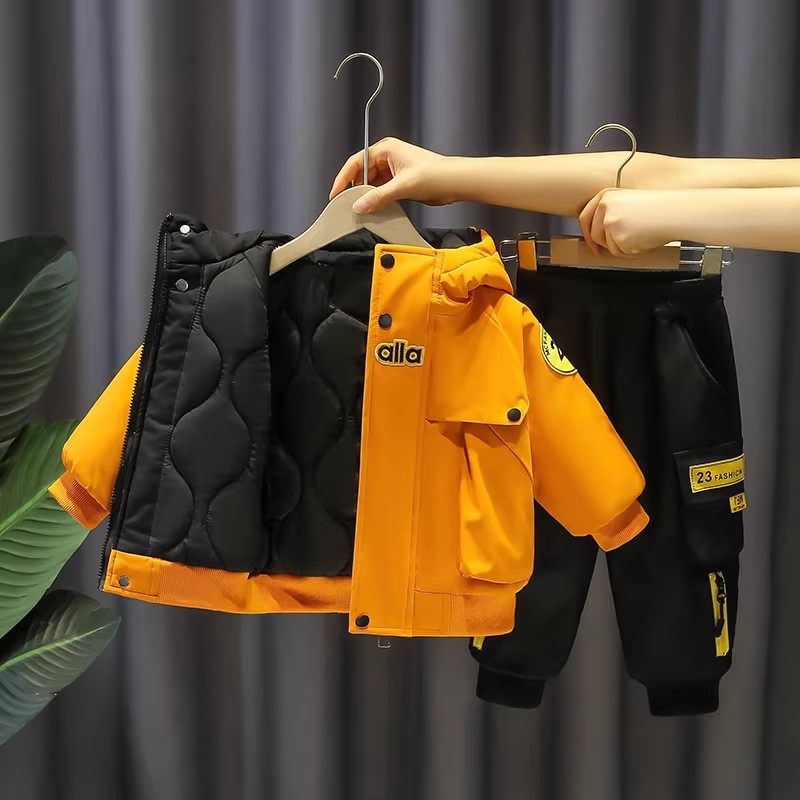 法国男童秋冬装加厚套装痞帅儿童时髦两件套冬季男孩夹棉加厚外套,淘宝优惠券,粉丝福利购,淘宝优惠卷
