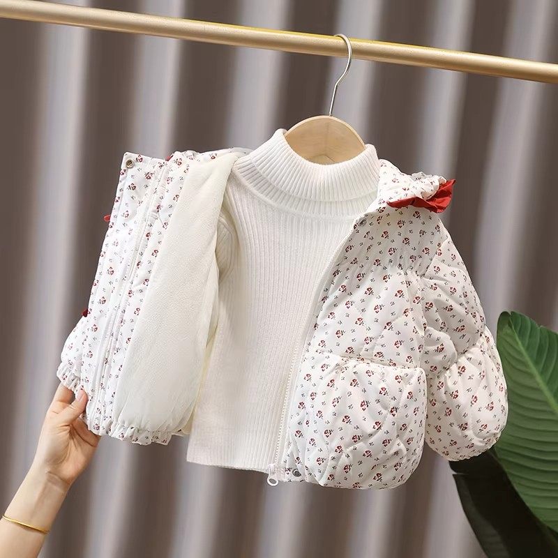 法国女童棉衣外套冬季女宝碎花加绒加厚洋气棉服上衣夹棉保暖棉袄,淘宝优惠券,粉丝福利购,淘宝优惠卷