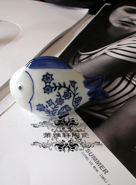 速发新中式手绘青居水中鱼漂浮陶瓷鱼游过来靠近你家花饰品摆饰鱼