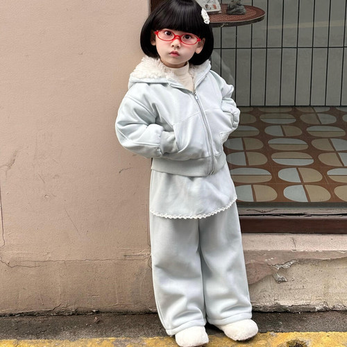 女童套装冬季 加绒、卫衣外套、卫裤、连帽 K25122346GP - 图3