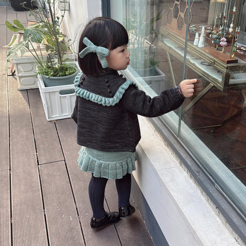 女童套装冬季2025新款女宝宝  针织、开衫、半身裙 K25122316GP - 图1