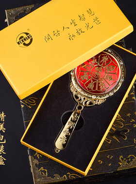 极速十二生肖复古九宫镜子摆件带手柄平J面镜具用品婚庆铜色镜结