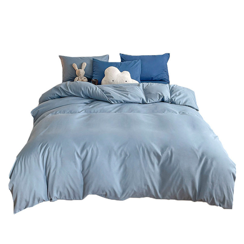 纯色床上四件套ins风家用简约清新床单被套被罩磨毛床上用品夏季
