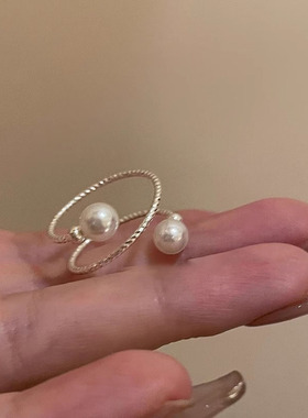 Yuffoni多层叠戴珍珠戒指女