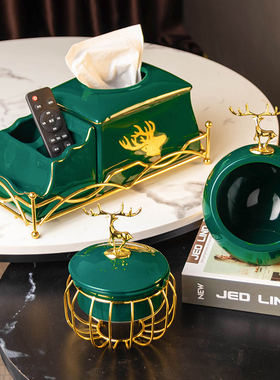 速发进门口轻户玄关幻鞋柜上放的收纳盒装饰厅入奢风客品茶几摆件