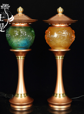 速发水璃琉佛具套供装佛用品供水杯香炉供佛灯供果盘供佛套装摆件