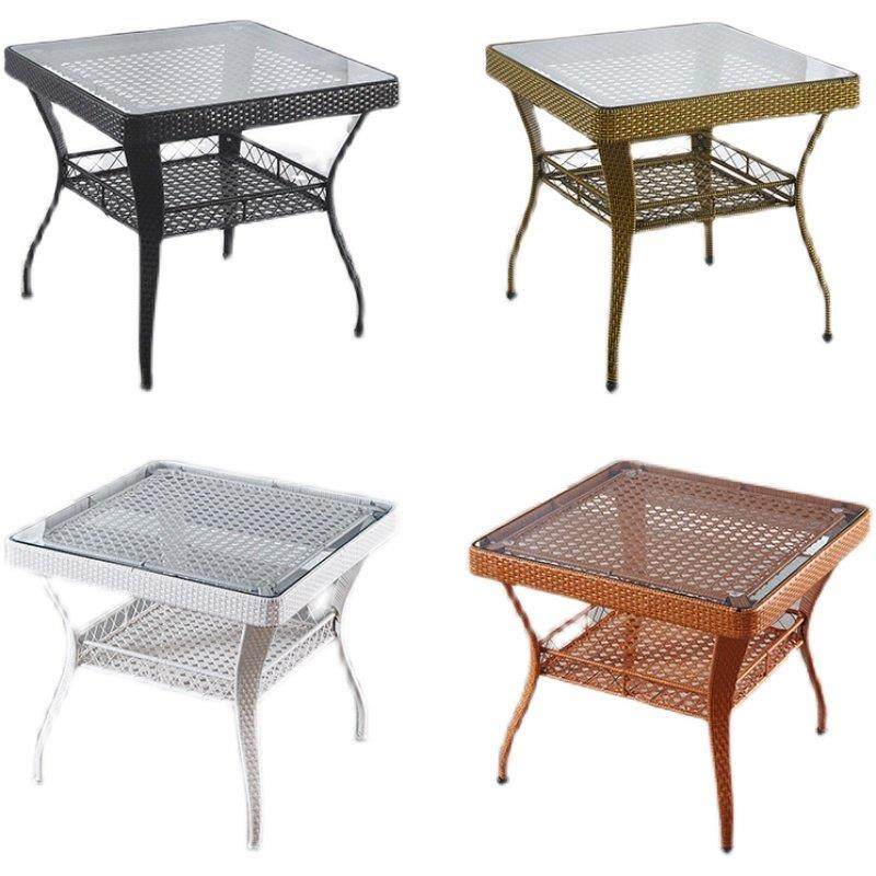 简约阳台方桌茶几小桌子户外储物藤圆桌钢化玻璃小边几手工藤编椅,淘宝优惠券,粉丝福利购,淘宝优惠卷