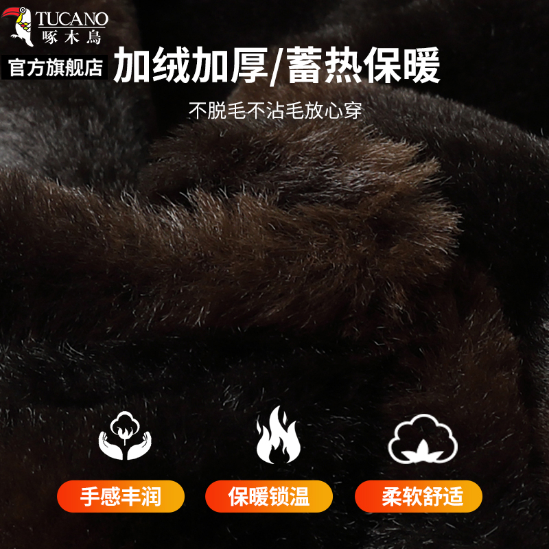 啄木鸟棉服男款2024冬爸爸装新款加绒加厚防寒棉袄中老年棉衣外套