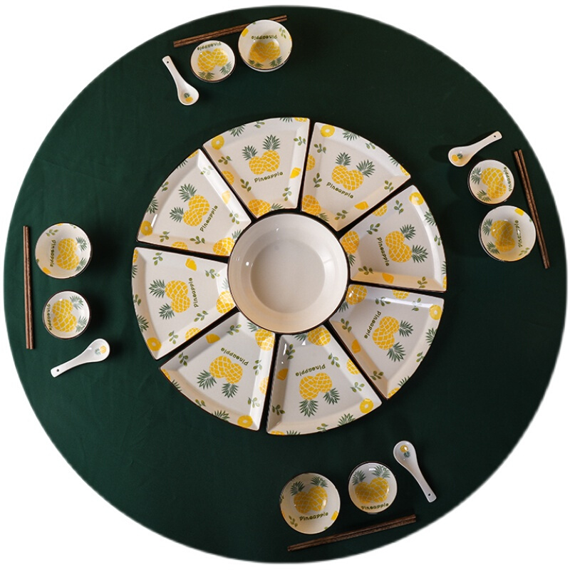 陶瓷拼盘餐具套装家用釉下彩微波炉用碗盘子团圆聚餐年夜饭餐盘-图3