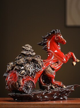 速发陶瓷到上有钱摆客马马成功家居件厅电视柜招财桌面生肖马工艺