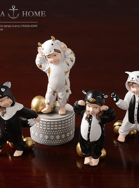 新品装饰房间的小饰品 北欧式家居酒柜客厅树脂小V女孩装饰品摆件