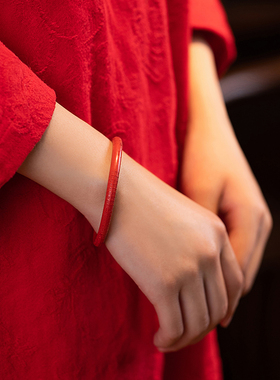 极速一念朱砂手镯女紫金沙手镯原矿手镯心经手镯女手X镯细手镯刻