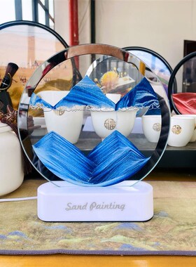 极速3D流沙画小夜灯摆件动态沙漏台E灯立体创意解压遥控触摸款USB