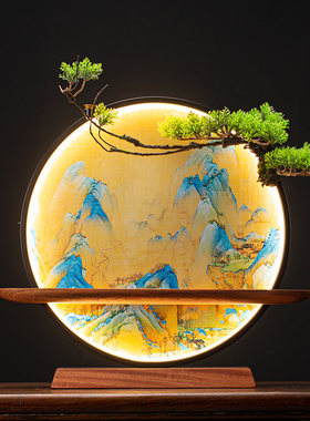 速发千里江山图灯饰玄礼禅意家居客厅摆关桌面装饰品乔迁新居件品