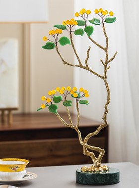 速发乔玄小屋轻奢玛瑙晶石摆件发财树客厅茶几电视柜获关装饰收迁