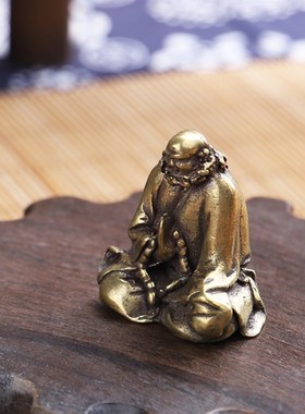 速发古像铜器铜佛玩 实心工黄铜 菩提祖师铜像 摆件古法足艺复古