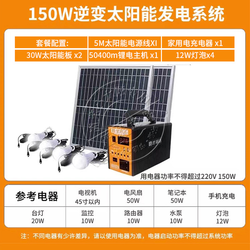 光伏发电220v全套小型多功能行动电源一体户外太阳能发电系统家用 - 图0
