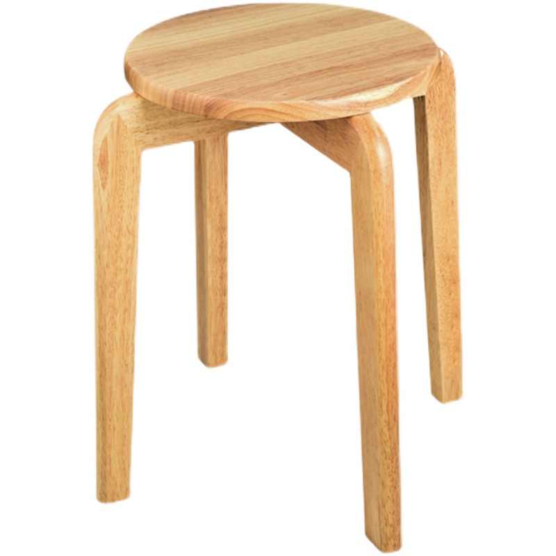 客厅实木圆凳子简约家用可叠放创意家用小凳子卧室餐厅橡木方凳 - 图3