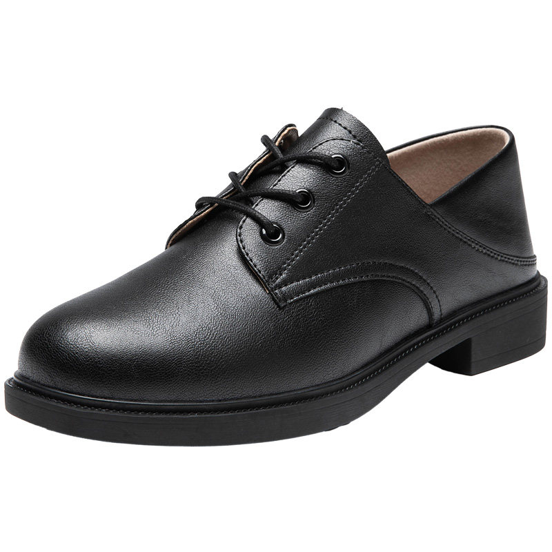 大东黑色深口单鞋女2026新款秋冬英伦风系带小皮鞋面试通勤工作鞋,淘宝优惠券,粉丝福利购,淘宝优惠卷