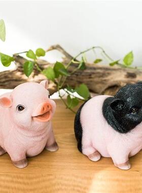 极速招财聚财树脂摆饰小猪装饰猪D仿真猪十二黑猪12生肖猪黑色