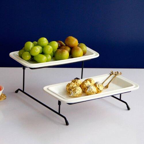 新品Multilayer Serving Platter DBecorative Metal Rack Plate - 图3
