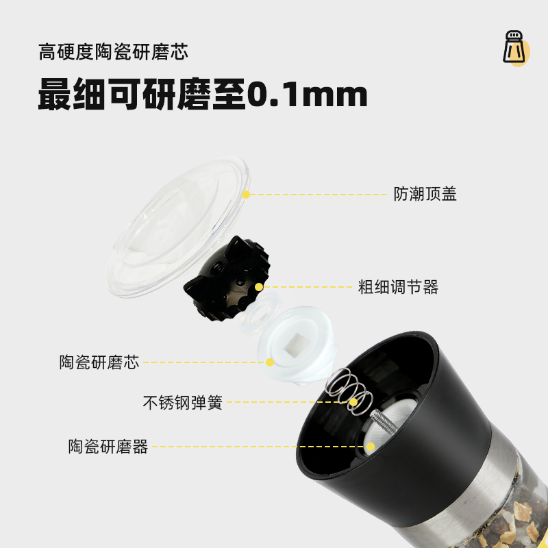 吉得利柠檬海盐黑胡椒130g研磨器碎粒海盐健身牛排腌料调味料-图2