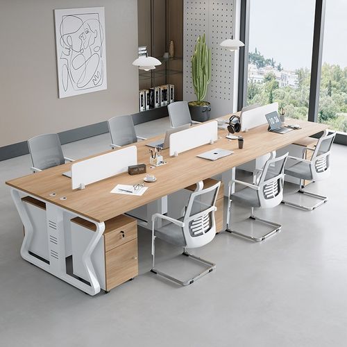 办公桌子简约现代职员桌椅组合屏风1米员工位办公室原木色电脑桌 - 图1