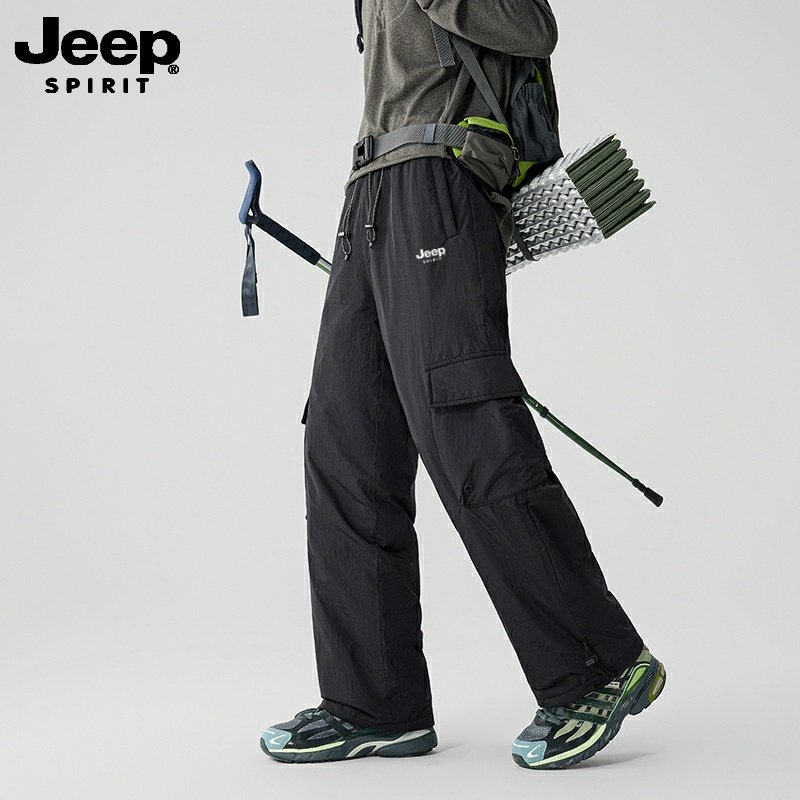 吉普Jeep男士羽绒裤冬季防寒加厚保暖户外工装直筒长裤防风登山,淘宝优惠券,粉丝福利购,淘宝优惠卷