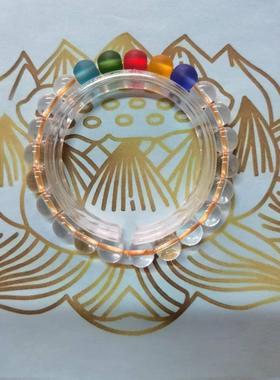 大昭寺7A白水晶8㎜五色水晶手串，水晶之王纯洁典雅雍容华贵