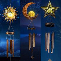 Landscape Chandeliers Pendant Outdoor Yard lamp Garden Balcony Decoration Waterproof Moon Retro Hung Lamp Solar Wind Bells