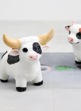 招财小萌牛陶瓷摆件创意家居饰品可爱公母牛车载摆设办公桌面礼物
