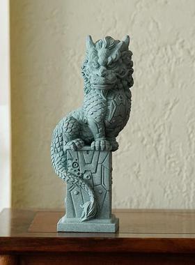 创意潮流机甲盘龙摆件工艺品送礼家居客厅办公室桌面装饰鱼缸造景