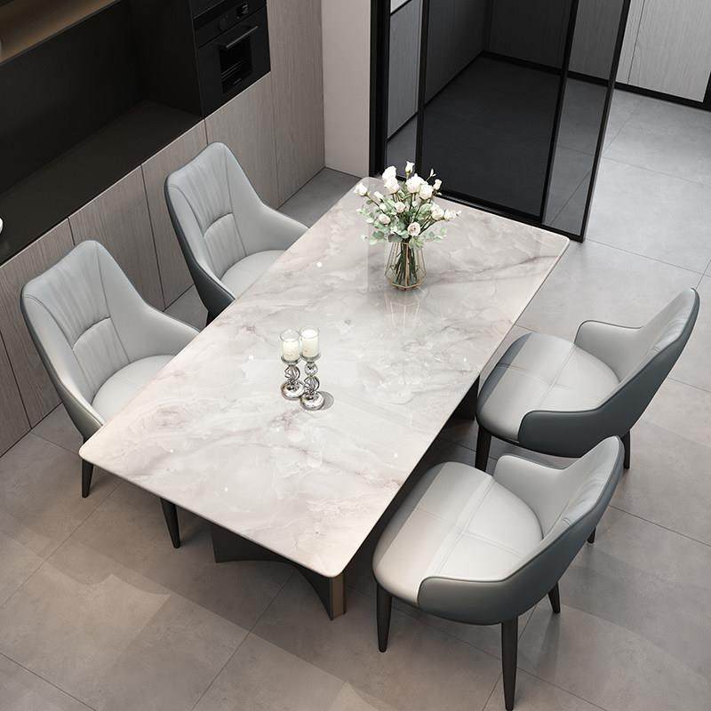 餐桌家用天然大理石2025新款白色超晶石长方形吃饭桌子餐桌椅组合,淘宝优惠券,粉丝福利购,淘宝优惠卷