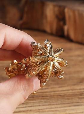 黄铜加厚九股金刚杵尼泊尔工艺品法器雕刻莲花藏式降魔供奉摆件纯