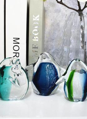 玻璃企鹅小摆件桌面装饰动物摆设创意生日礼品纸镇工艺礼品摆饰玻