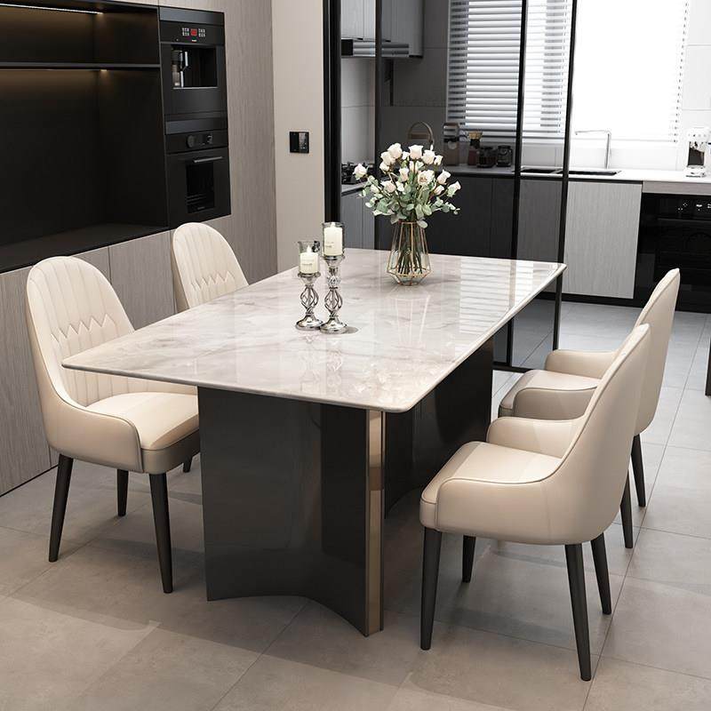 餐桌家用天然大理石2025新款白色超晶石长方形吃饭桌子餐桌椅组合,淘宝优惠券,粉丝福利购,淘宝优惠卷